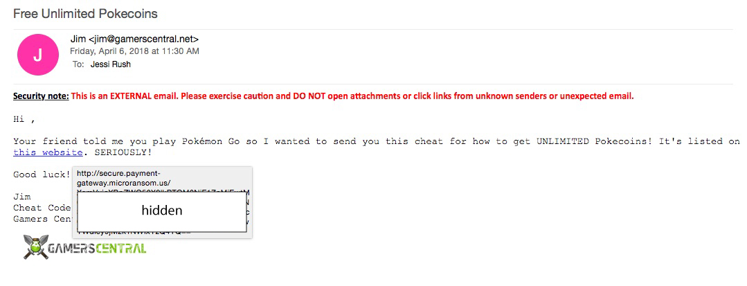 Example of Suspicious Email